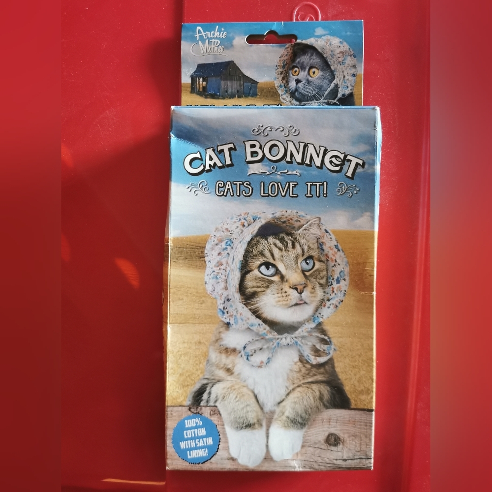 Cat Bonnet - Blue floral cat hat gift